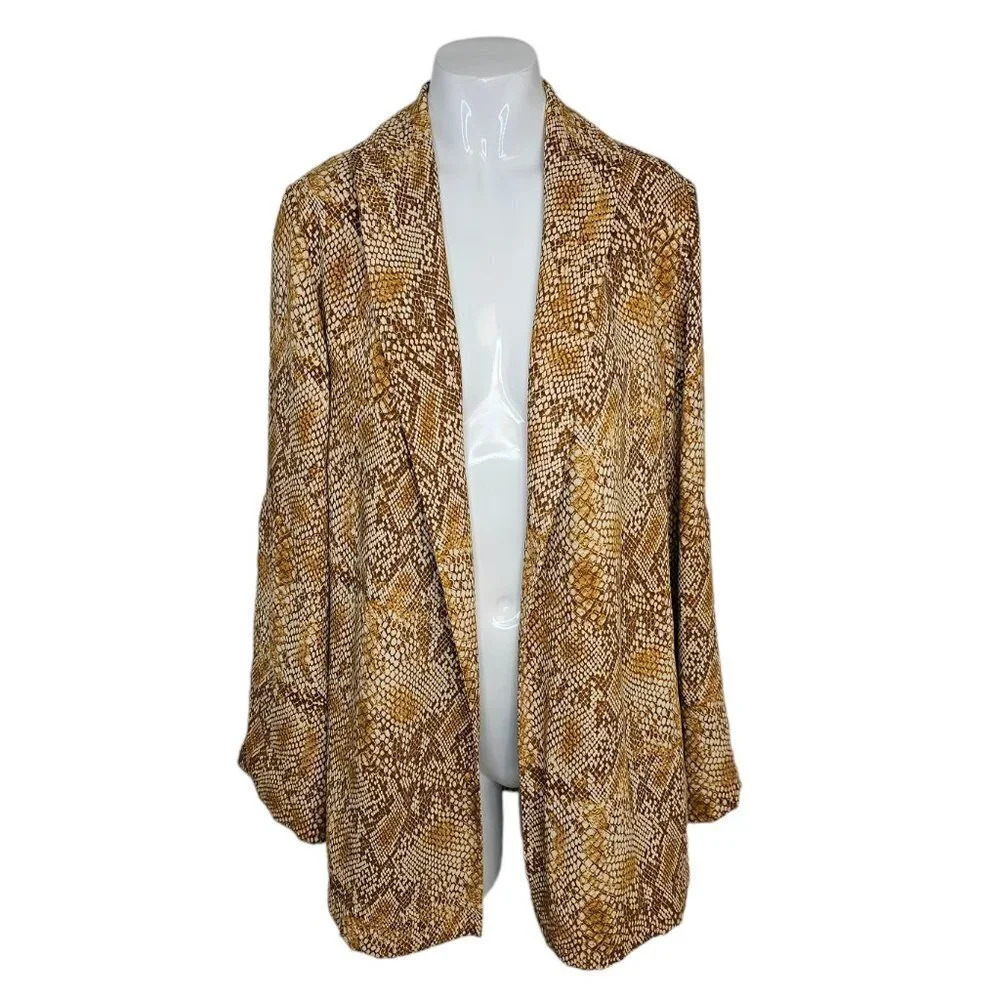 Aritzia Babaton Snake Print Roll Sleeve Open Front Blazer Size XS